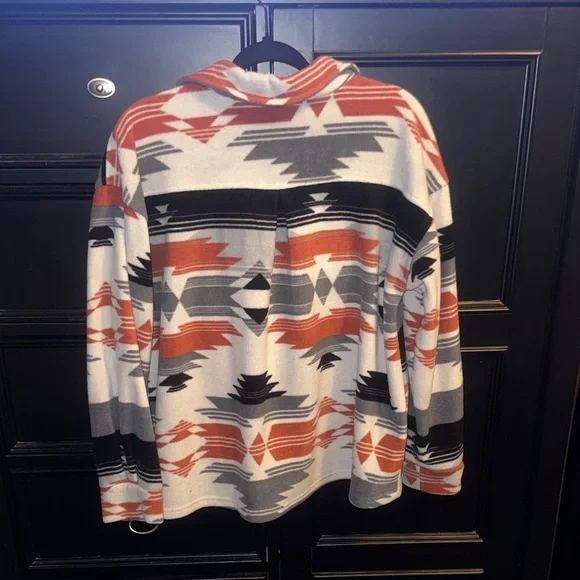 Lg Blue BWomen's Patterned Jacket - Orange, Black, White - Picture 3 of 6